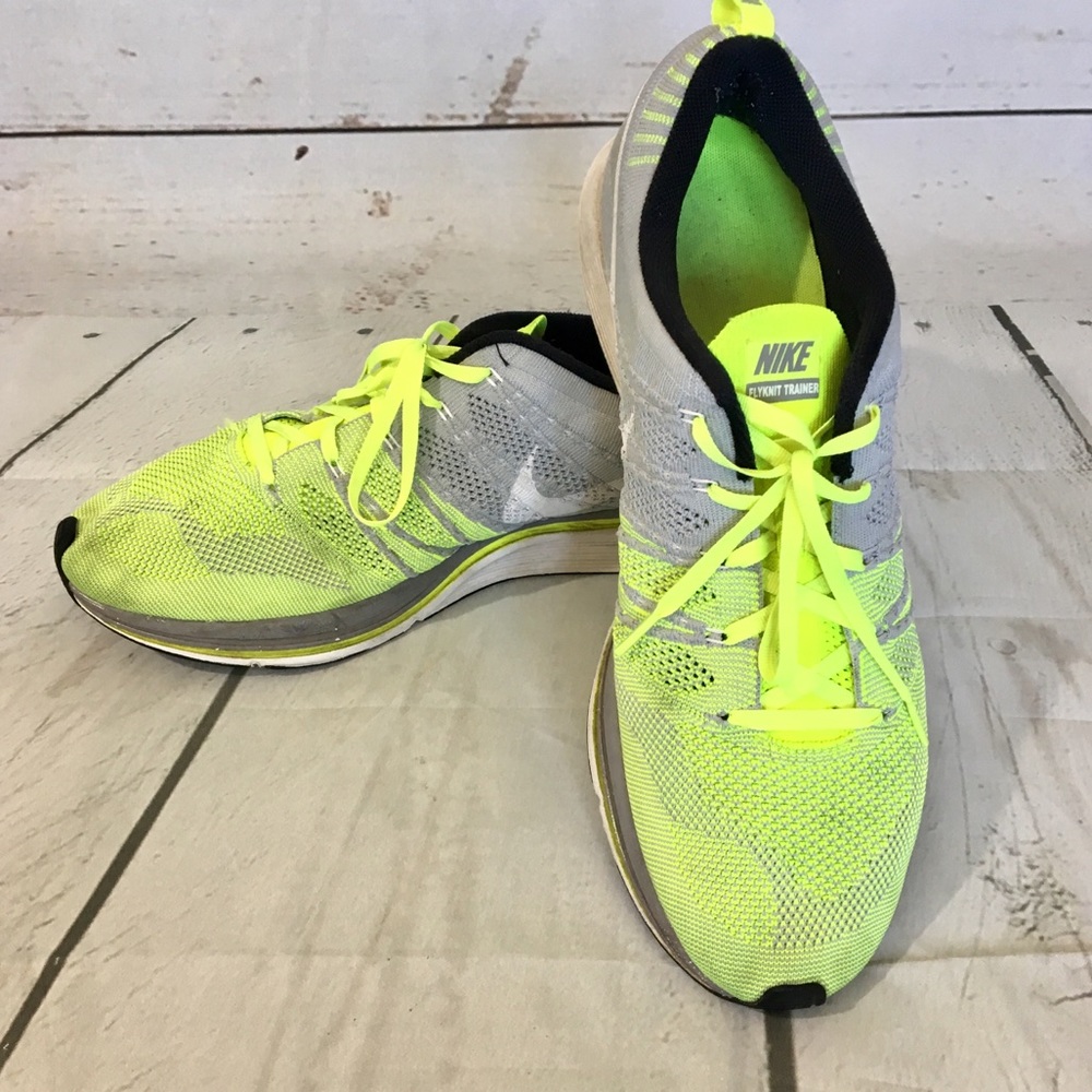Nike Flyknit Trainers Yellow Gray Mens Size: 13